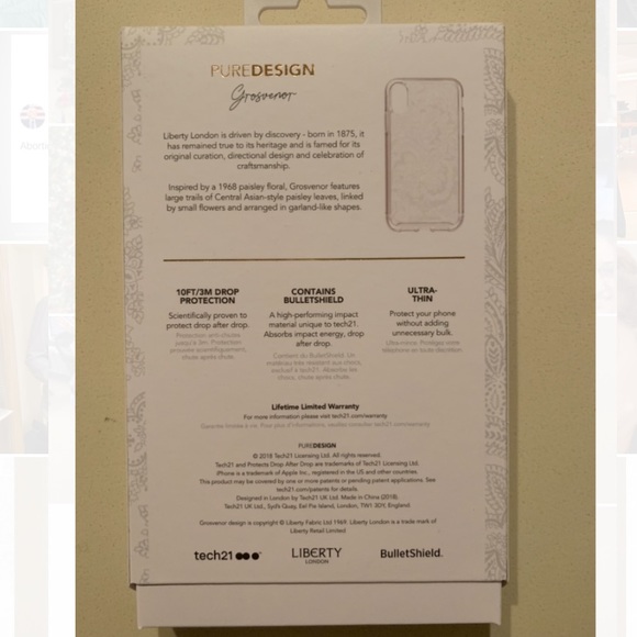 Tech21 IphoneXR Liberty London Clear Phone Case - Picture 2 of 3